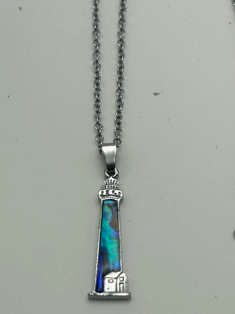 Silver Tone Blue Abalone Inlay Jewelry Set - Necklace, Bracelet & Earrings (7)